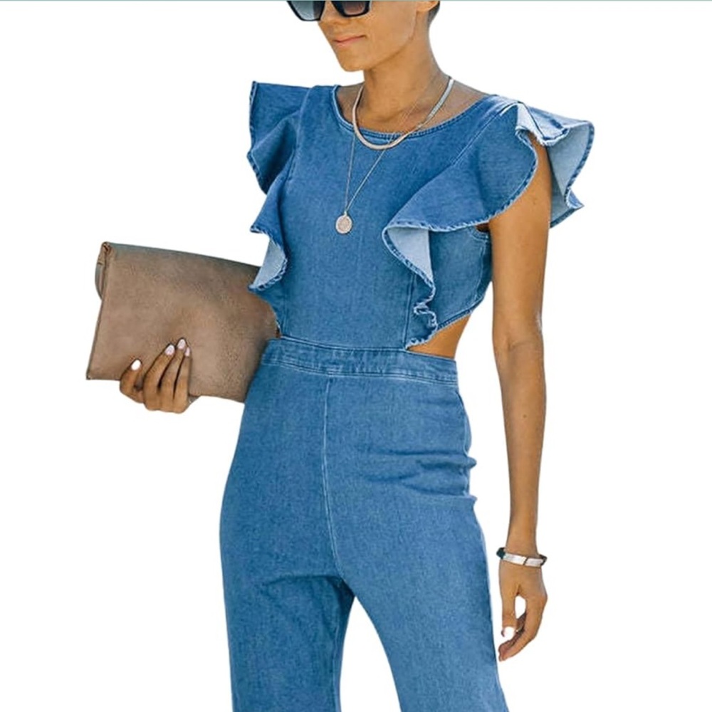 Women’s “denim” jumpsuit L